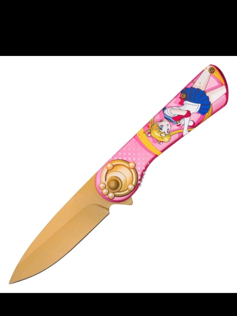 Pink Girls' Folding Toy Knife with Sailor Character Design